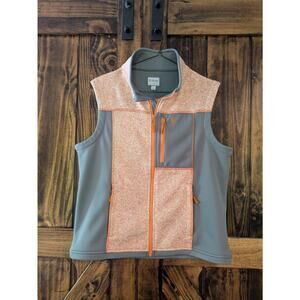 Heybo Mens Small Vest Gray and Orange Full Zip Outdoor Active in EUC